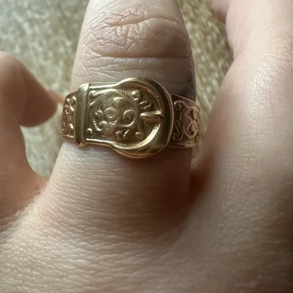 Antique Buckle Ring 9ct size 10.5 - Picture 2 of 4